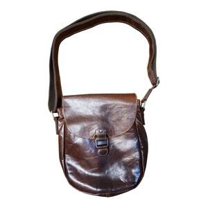 JACK GEORGES Vintage Brown Leather Voyager Horseshoe Crossbody Shoulder Bag